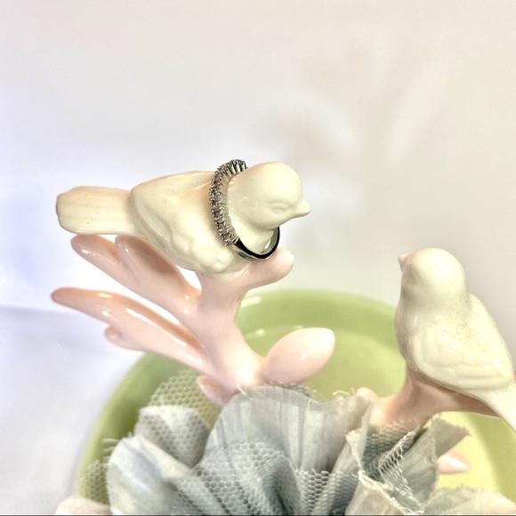 Half row rounded wedding band/ring - Picture 2 of 8